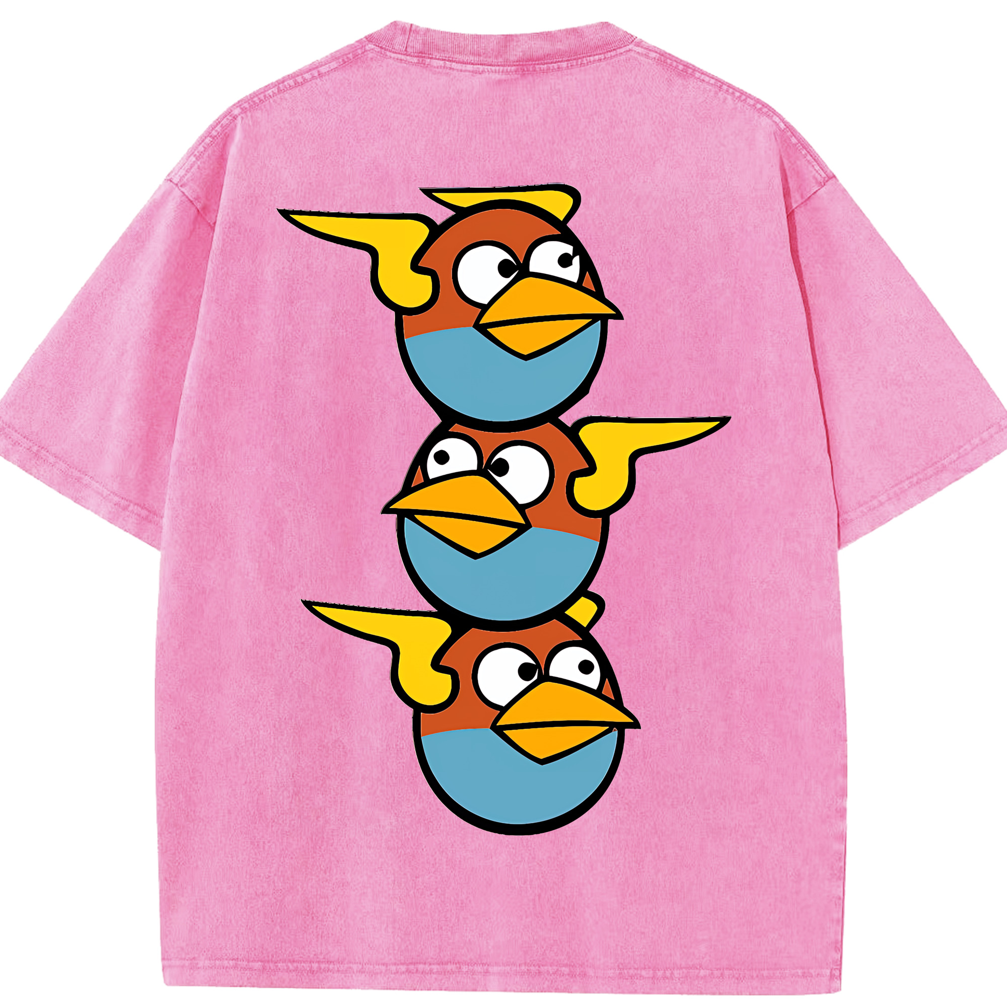 （画像用） Angry Birds アングリーバード 綿100% ヴィンテージ風 半袖Tシャツ（背面プリント）